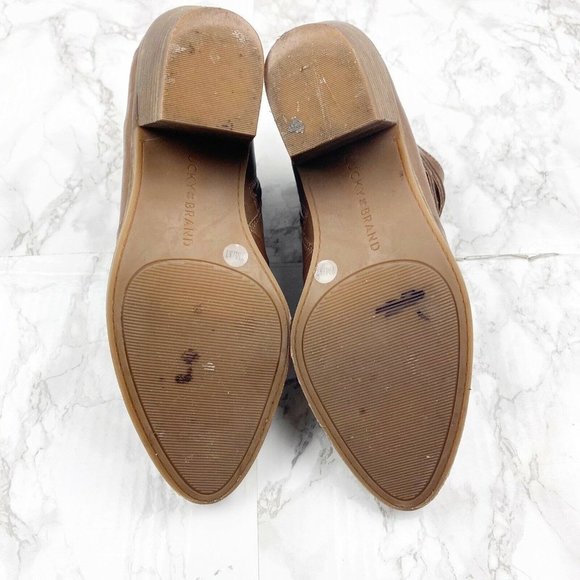 Lucky Brand Zavrina Leather Ankle Booties Cut Out - Picture 8 of 8